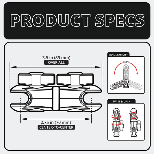 20 Series DuraLock™ 3.5" Long Dual Socket Arm