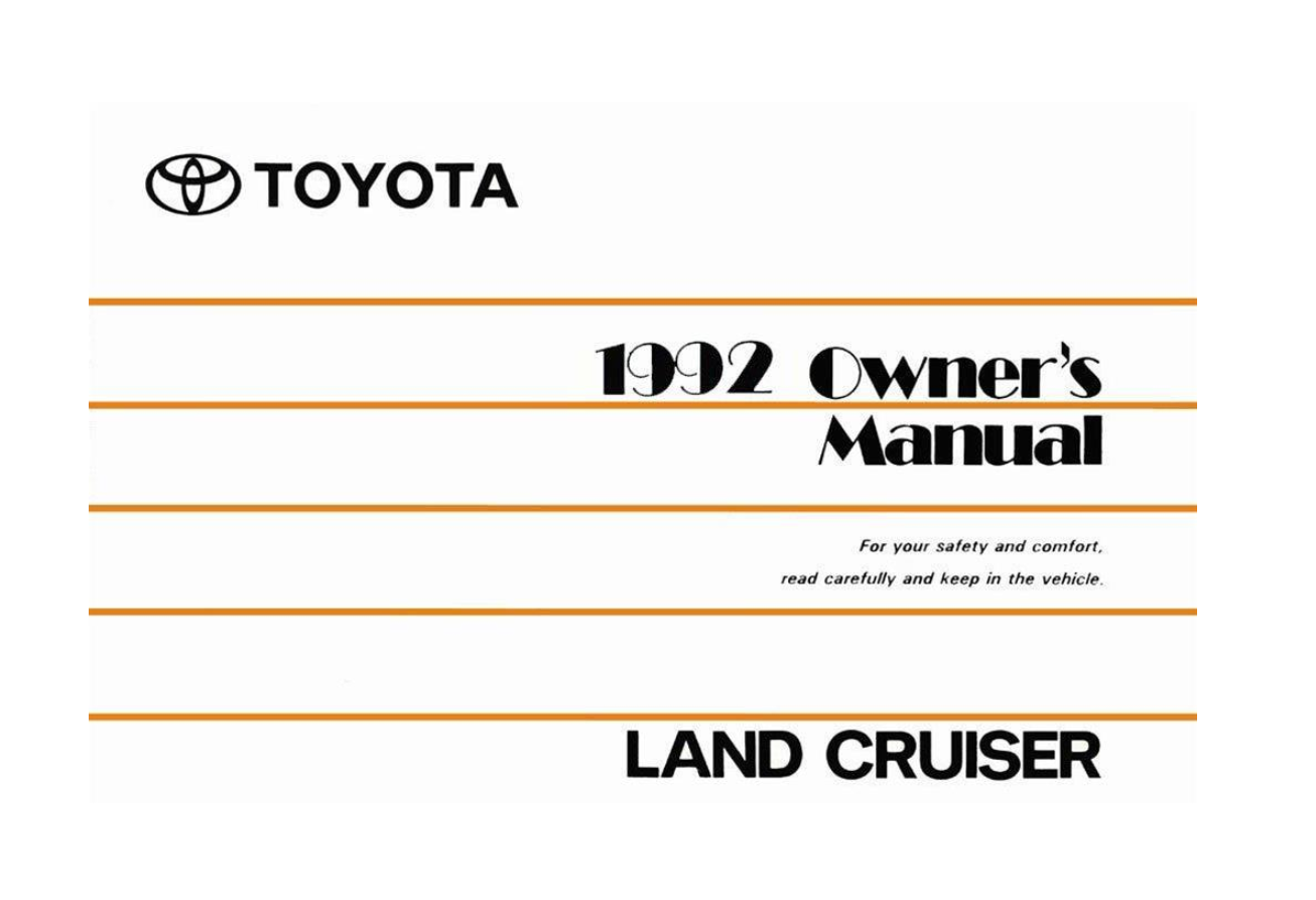 Toyota FJ80 Land Cruiser Owner's Manual 1991-1997