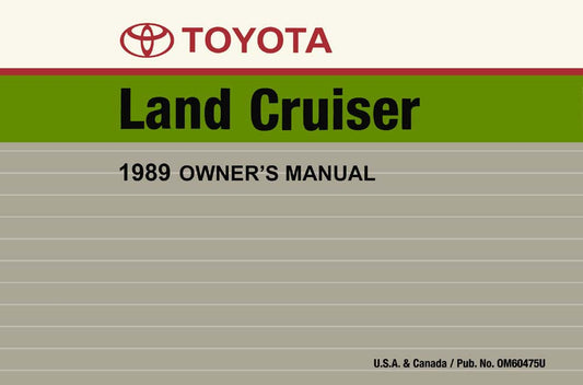 Toyota FJ62 Land Cruiser Owner’s Manual 1989