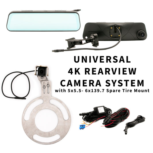 LucentVue Universal Bundle 4K Rearview Mirror Camera System w/ HD Spare Tire Mount (5x5.5 - 6x139.7)