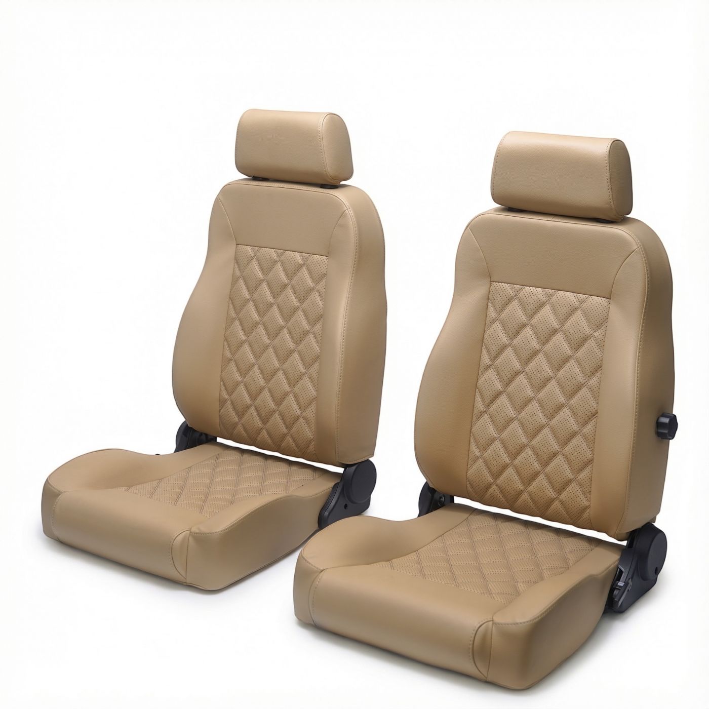 New tan diamond stitch front seats for land cruisers.
