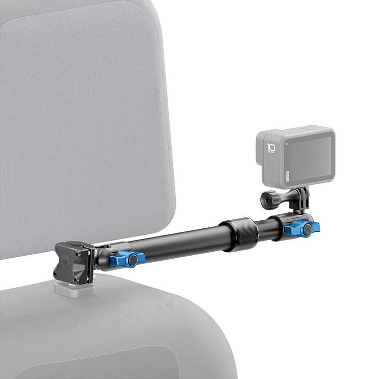 Headrest Mount for GoPro/Action Cameras – 9.5" to 13" Telescoping Arm
