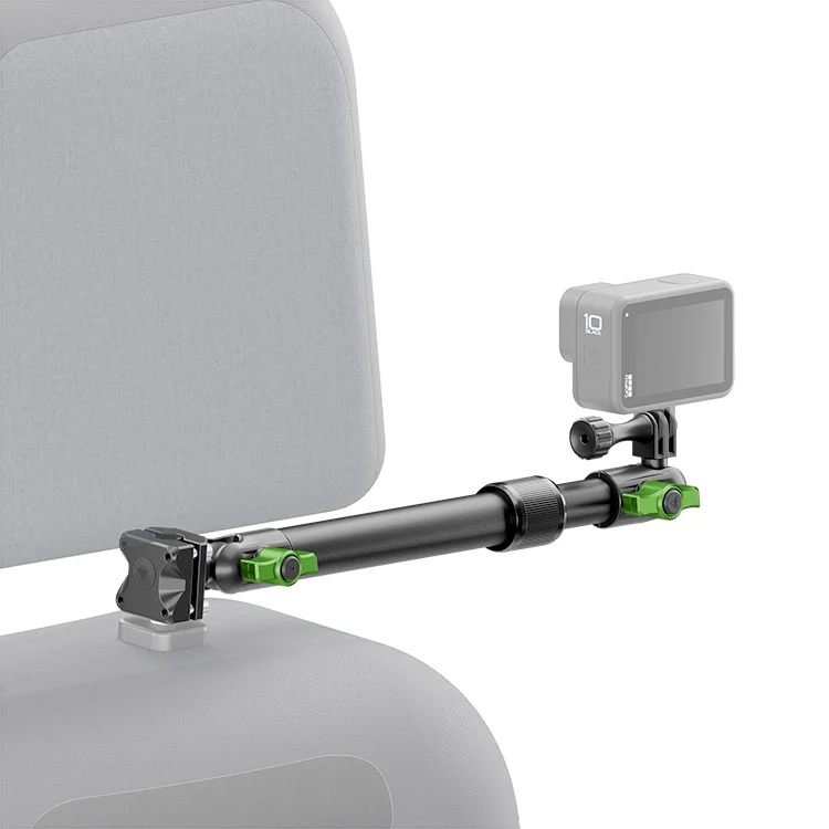 Headrest Mount for GoPro/Action Cameras – 9.5" to 13" Telescoping Arm