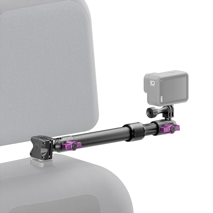 Headrest Mount for GoPro/Action Cameras – 9.5" to 13" Telescoping Arm