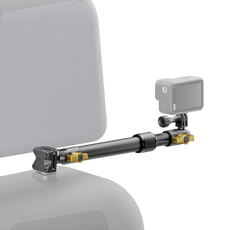 Headrest Mount for GoPro/Action Cameras – 9.5" to 13" Telescoping Arm