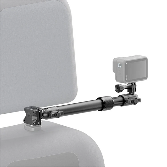 Headrest Mount for GoPro/Action Cameras – 9.5" to 13" Telescoping Arm