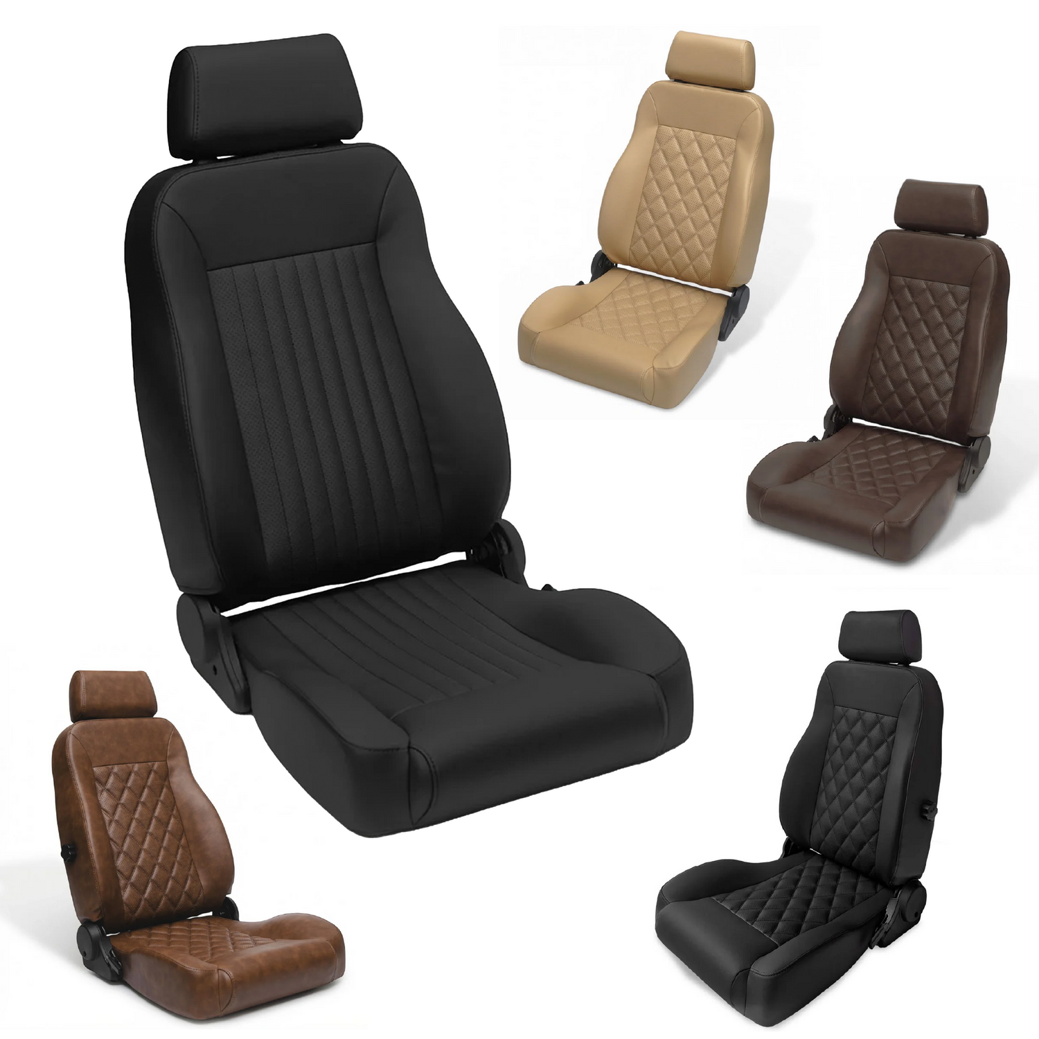 Image depicting five styles of new seats for Land Cruiser 80 Series