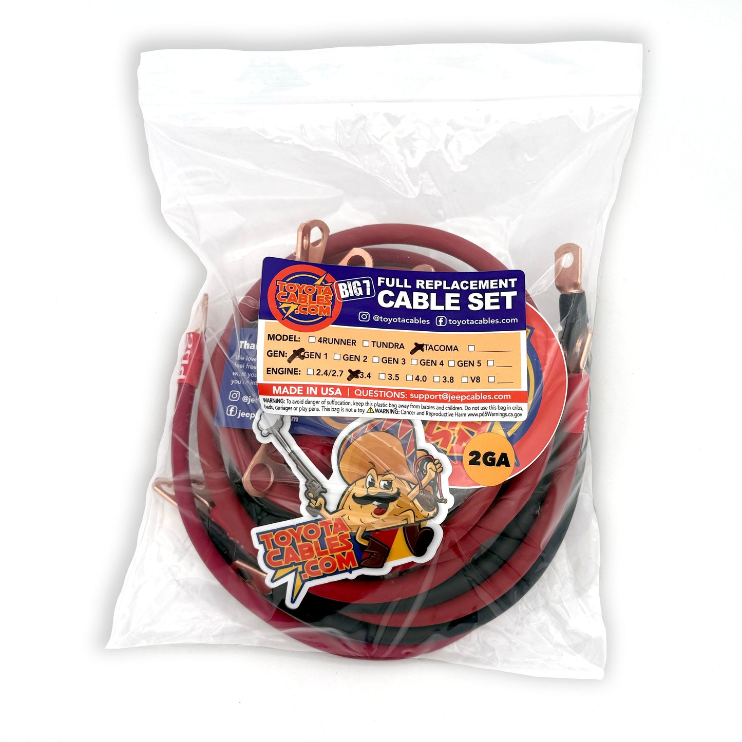 Toyota Tacoma Big 7 Battery Cables Kit Gen 1 - 1995-2004